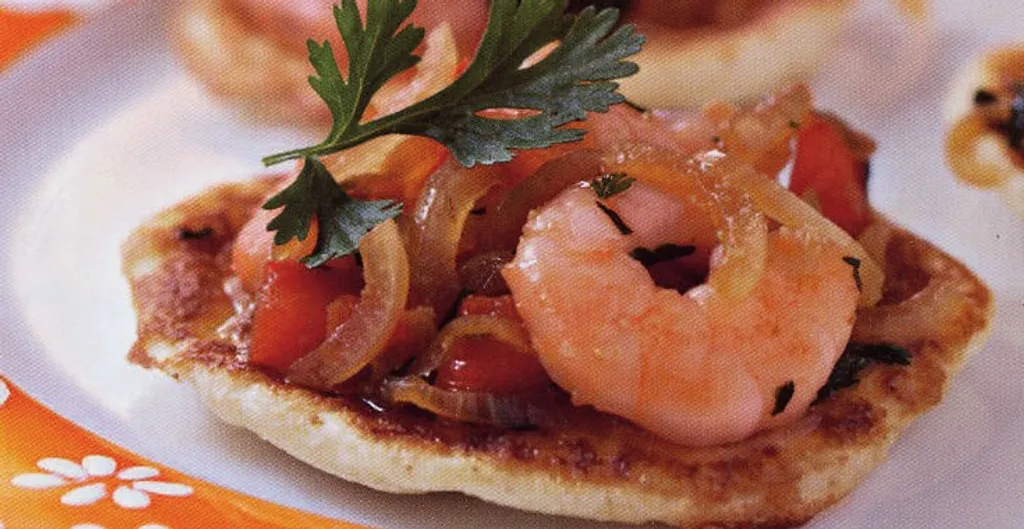 Blinis aux crevettes épicées
